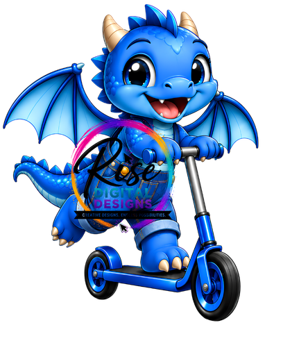 Blue Dragon on scooter: HD Digital Download