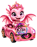 Pink Princess Dragon in Car PNG | Cute Fantasy Dragon Clipart | High Resolution Digital Download for Sublimation & Crafts
