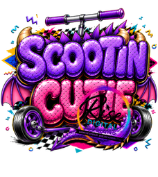 Scootin’ Cutie text with scooter Digital Design