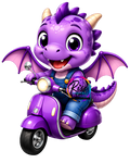 Purple dragon on vespa digital design