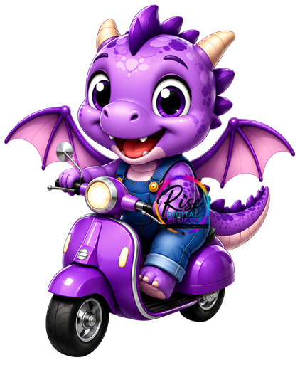 Purple dragon on vespa digital design