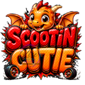 Scootin’ Cutie Dragon PNG | Cute Orange & Red Dragon Racing Digital Download | High Resolution Sublimation Design
